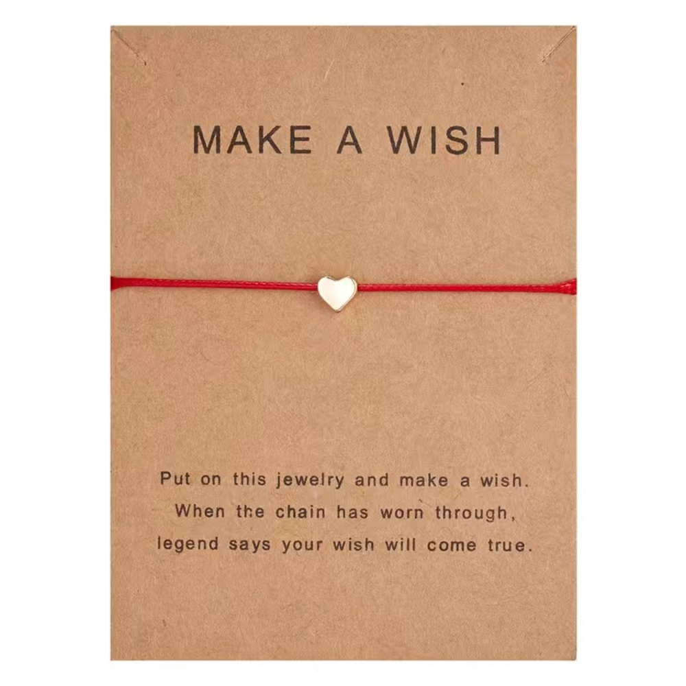 NEW Heart Dainty Make a Wish Red Cord Bracelet